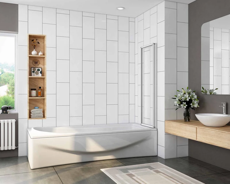Mamparas de Bañera Biombo Plegable Cristal 4mm