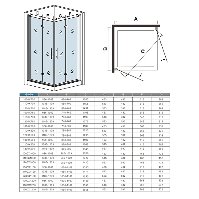 Mamparas Cabina de Ducha Puerta con Bisagra Plegable 6mm