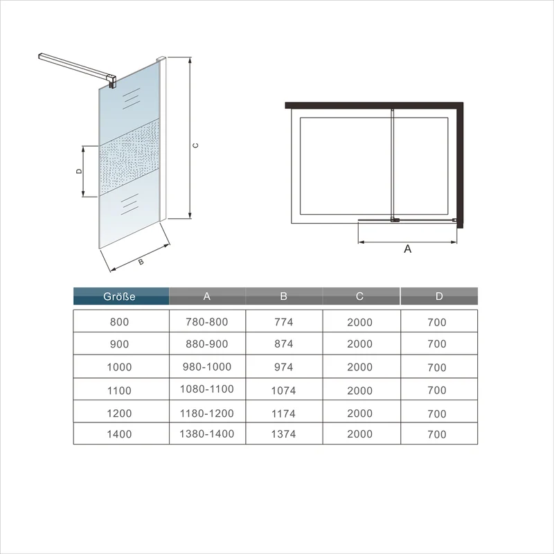 Walk in Doble Mamparas Dos barras 73-120 cm Mampara Fija 80x200cm+120x200cm