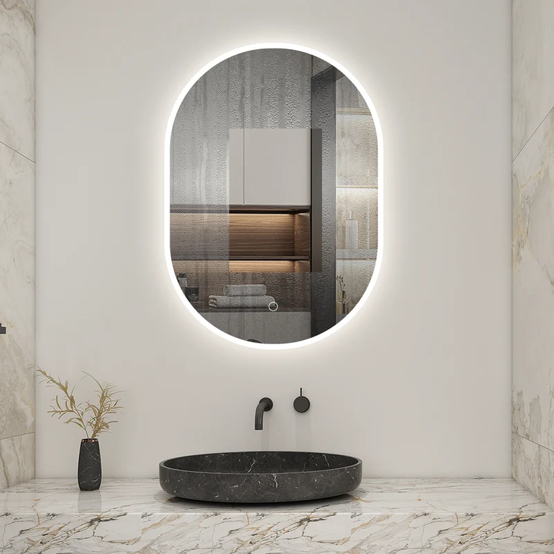 Aica Espejo de baño LED , ovalado, antivaho, luminosidad regulable