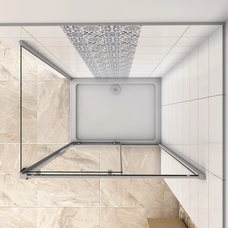 liquidacion Mampara de ducha cuadrada esquina,frontal 2 hojas correderas + panel fijo lateral Cristal Templado 5mm
