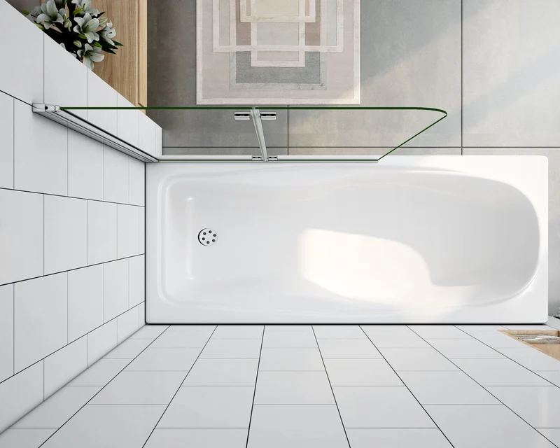 Mamparas de Bañera Plegable Biombo de Baño Abatible, 6 MM Cristal Templado Antical