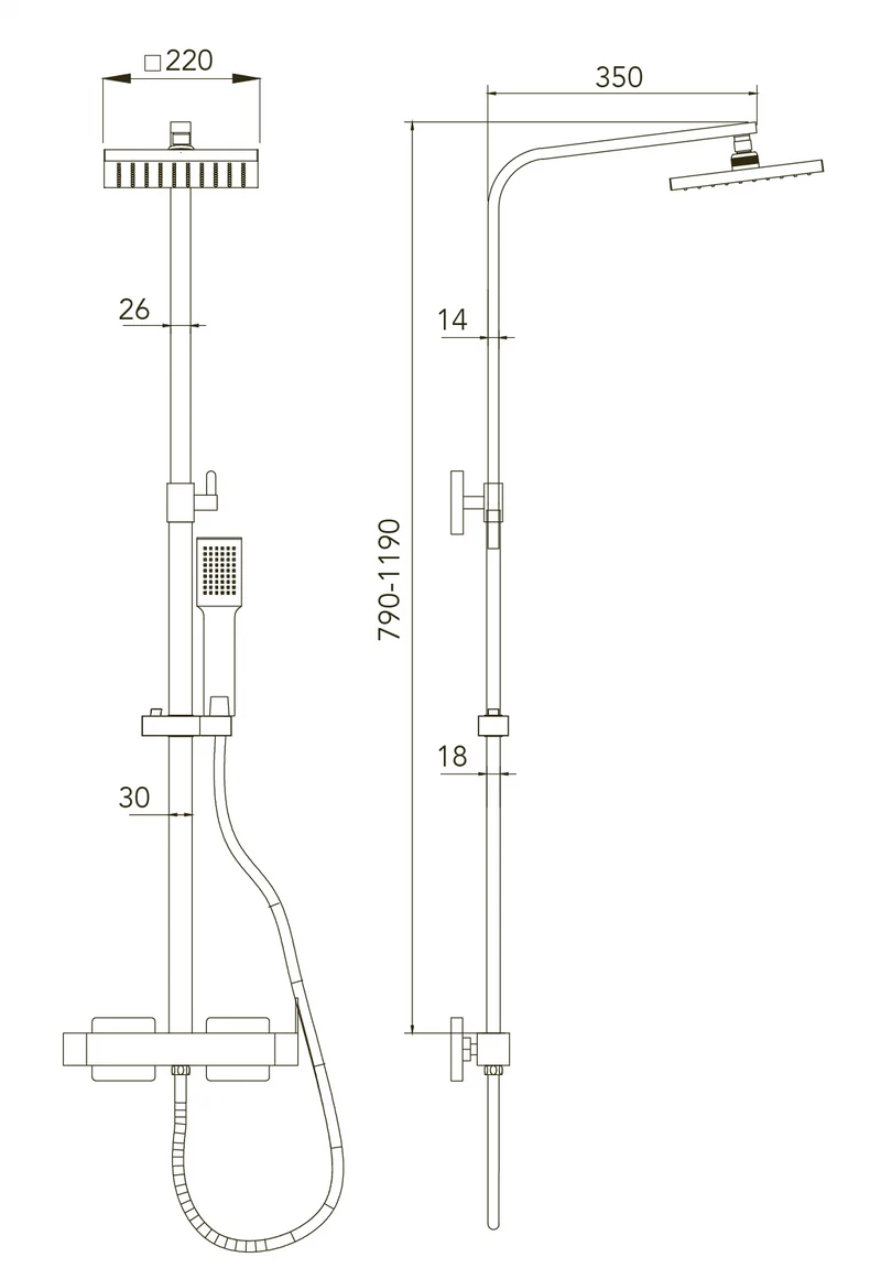 Columna de ducha cuadrada modelo Flow pro