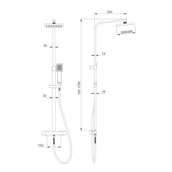 COLUMNA DUCHA TERMOSTATICA ALLURE CON TELEDUCHA MULTIFUNCION