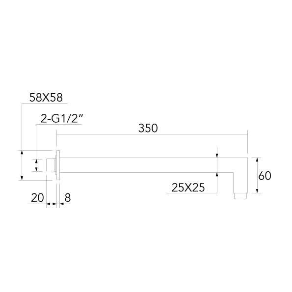 BRAZO ROCIADOR ALLURE 350MM A PARED