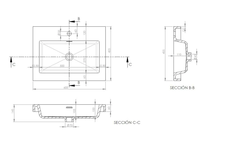 Lavabo de encastrar modelo Frome