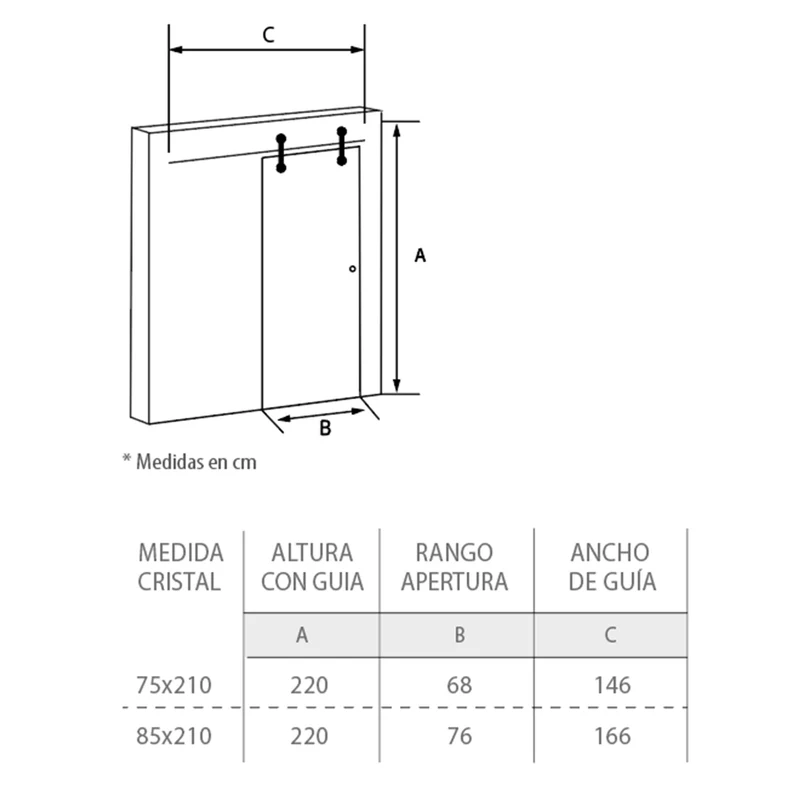 Puerta de paso para el baño modelo Himalaya