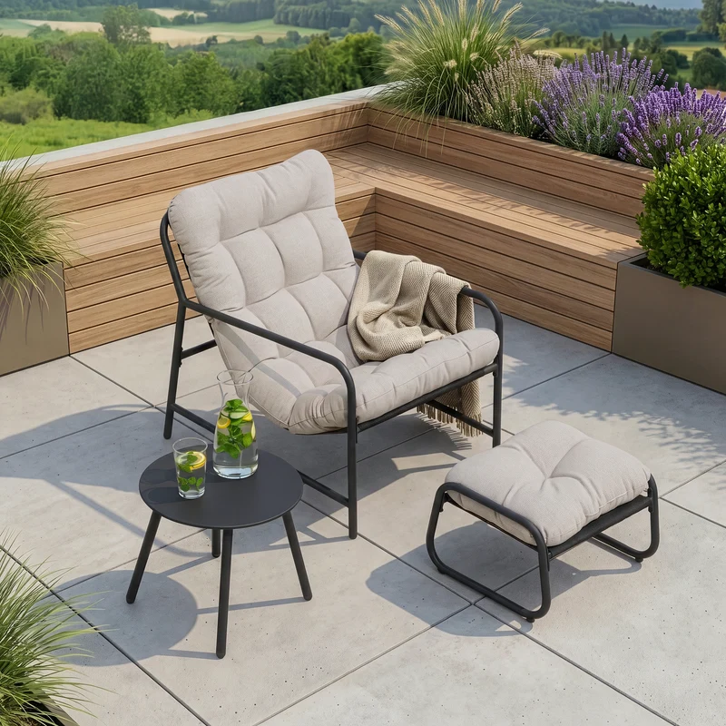 Juego de muebles de jardín Trerdfjoa 3 piezas - /Gris [en.casa]