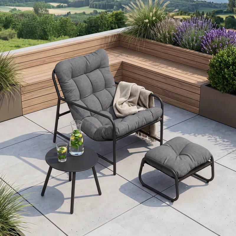 Juego de muebles de jardín Trerdfjoa 3 piezas - /Gris [en.casa]