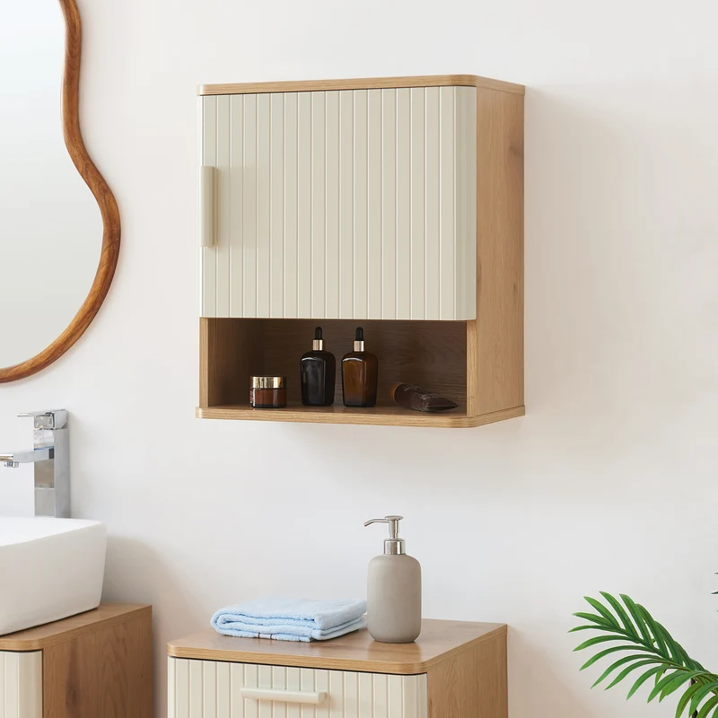 Armario colgante Ferrersp 50x45x24 cm aspecto roble/color arena [en.casa]