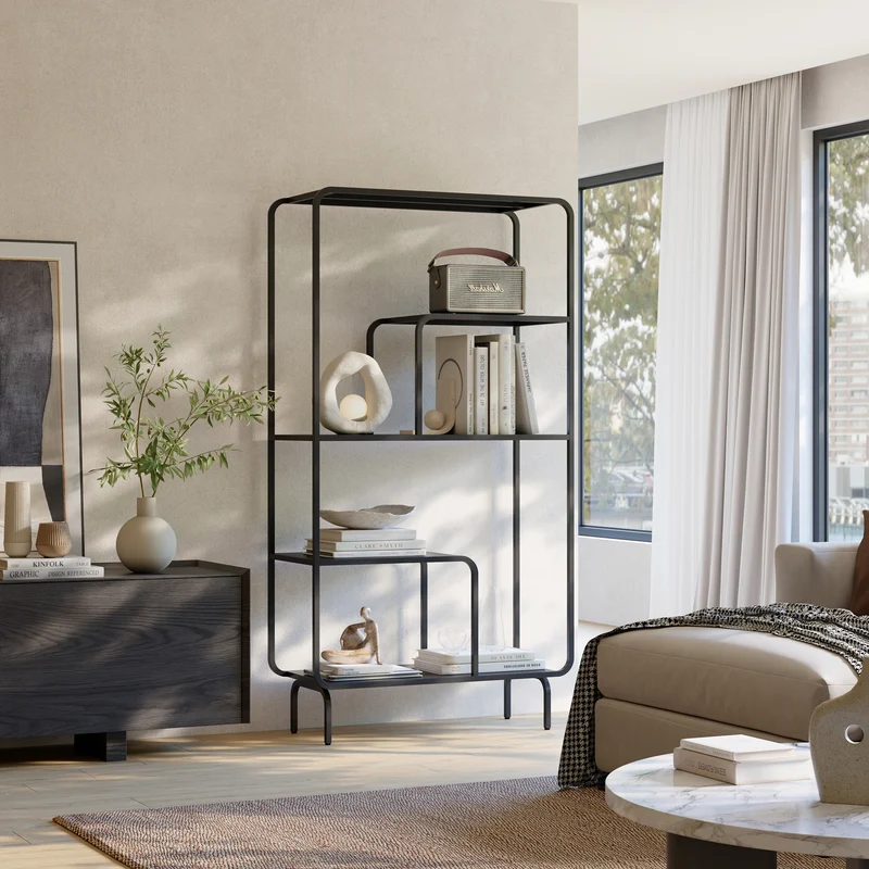 Estantería Færder de acero 145x76x33 cm negro [en.casa]
