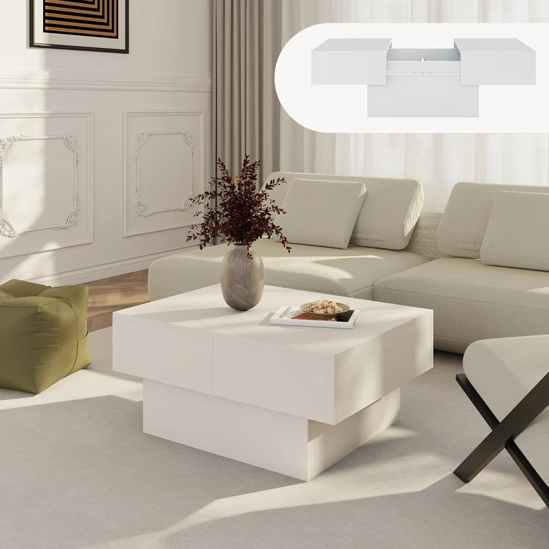 Mesa de centro Lens tablero extensible 80x60x36 cm - [en.casa]