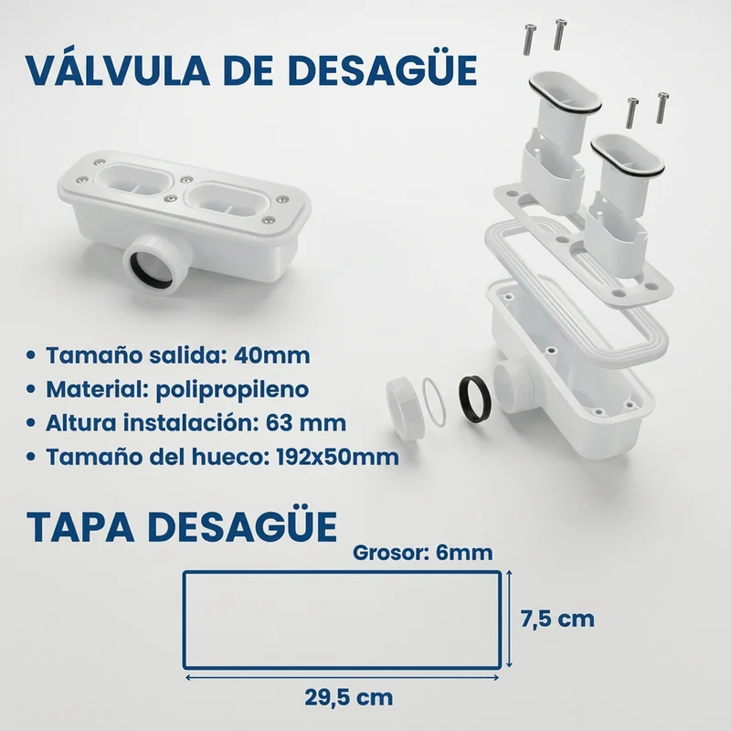 Plato de ducha Hexacore Desagüe Oculto - Resina y Fibra de Vidrio