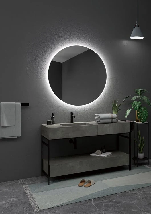 Espejo de baño redondo luz cálida Oporto C Ledimex