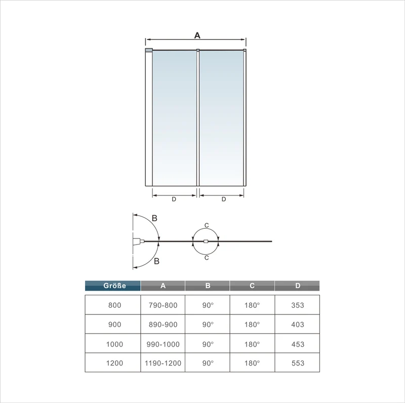Mamparas de Bañera Biombo Plegable Cristal 4mm Gris Mate - 2 cristale plegable 120x140cm