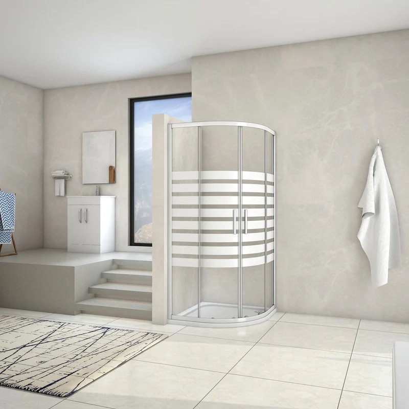 Mamparas Cabina de ducha Semicircular con Puerta Corrediza de 8 ruedas vidrio templado 5MM
