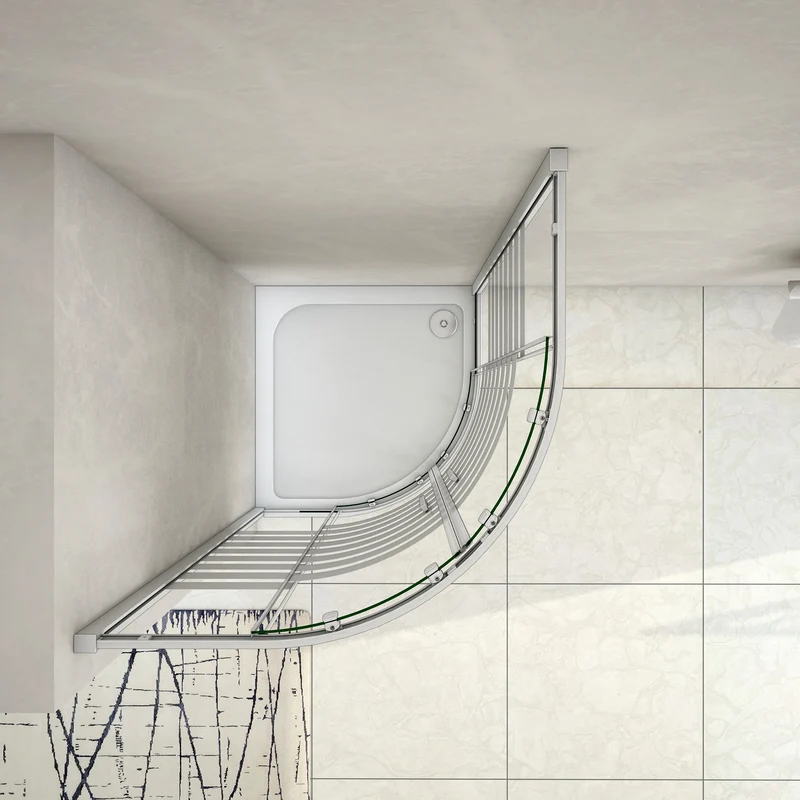 Mamparas Cabina de ducha Semicircular con Puerta Corrediza de 8 ruedas vidrio templado 5MM