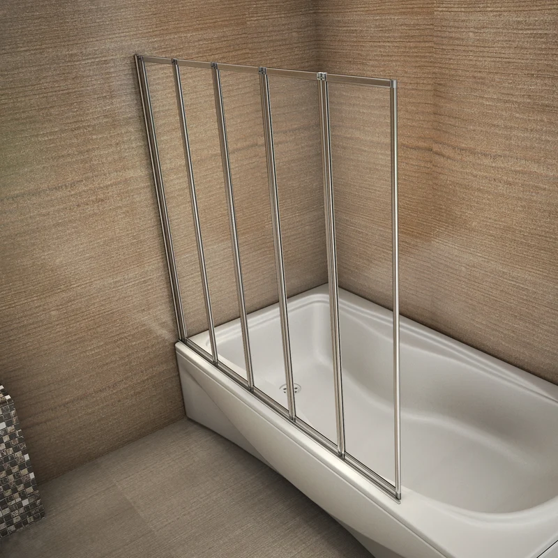 Pared plegable de bañera, Mampara de Cristal para Ducha Cristal 4mm 120x140cm Perfil Cromado