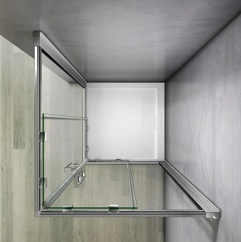 Mamparas Angular Doble Puertas Correderas 6mm Cromado para Ducha Alta 195cm