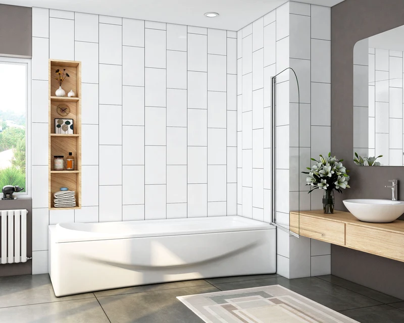 Mampara de bañera Abatible Simple de 1 Hoja 180 grados 70x140cm