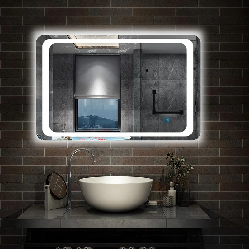 Espejo de para baño led(Birllo LED envolvente) anti-niebla horizontal interruptor de sensor de un toque