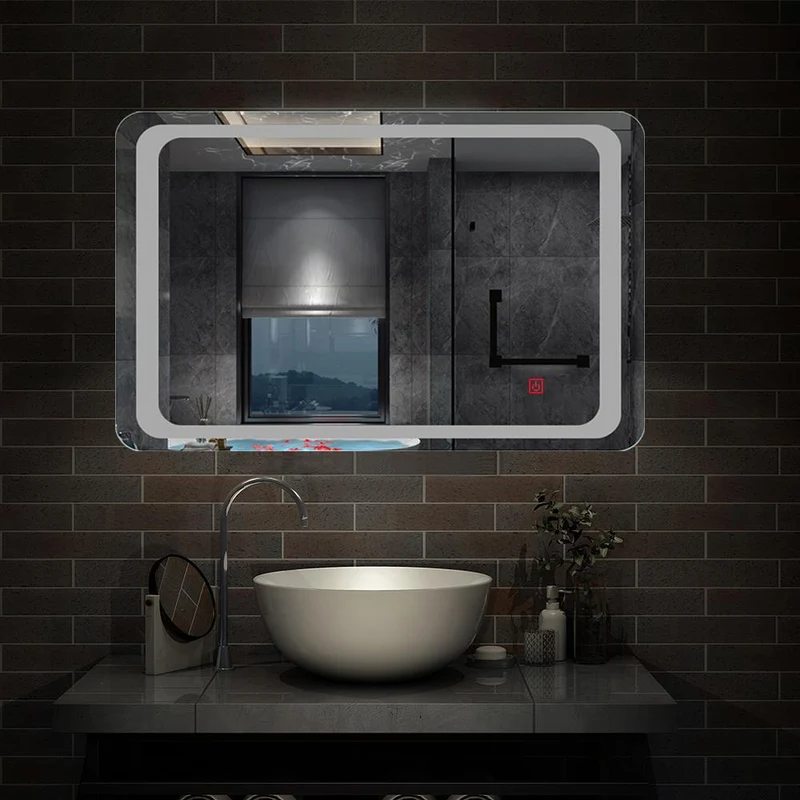 Espejo de para baño led(Birllo LED envolvente) anti-niebla horizontal interruptor de sensor de un toque