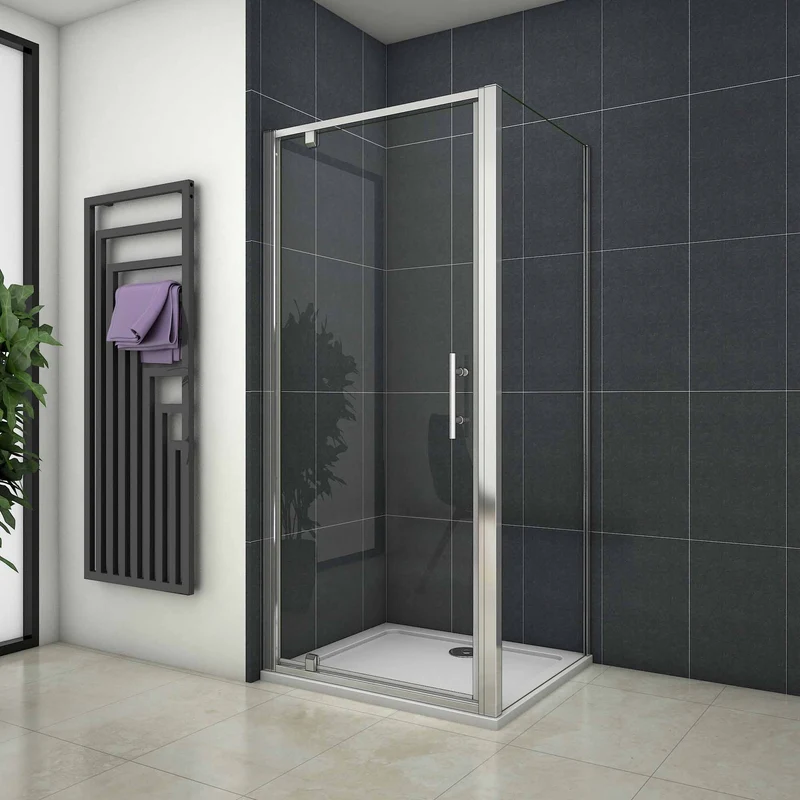 Mampara de Ducha Angular Puerta Abatible Cristal 6 MM