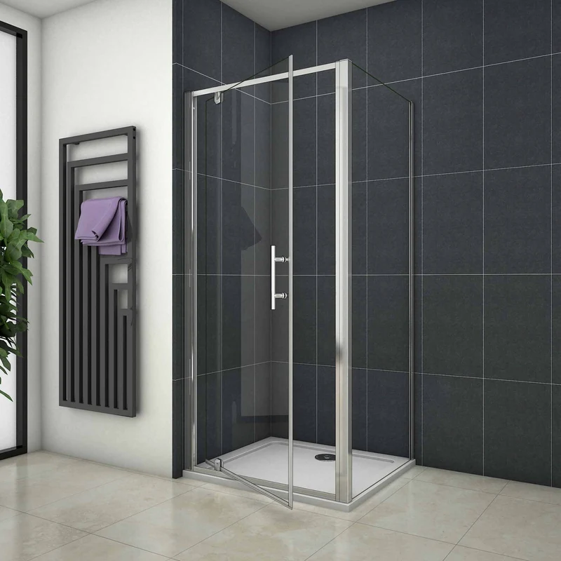 Mampara de Ducha Angular Puerta Abatible Cristal 6 MM