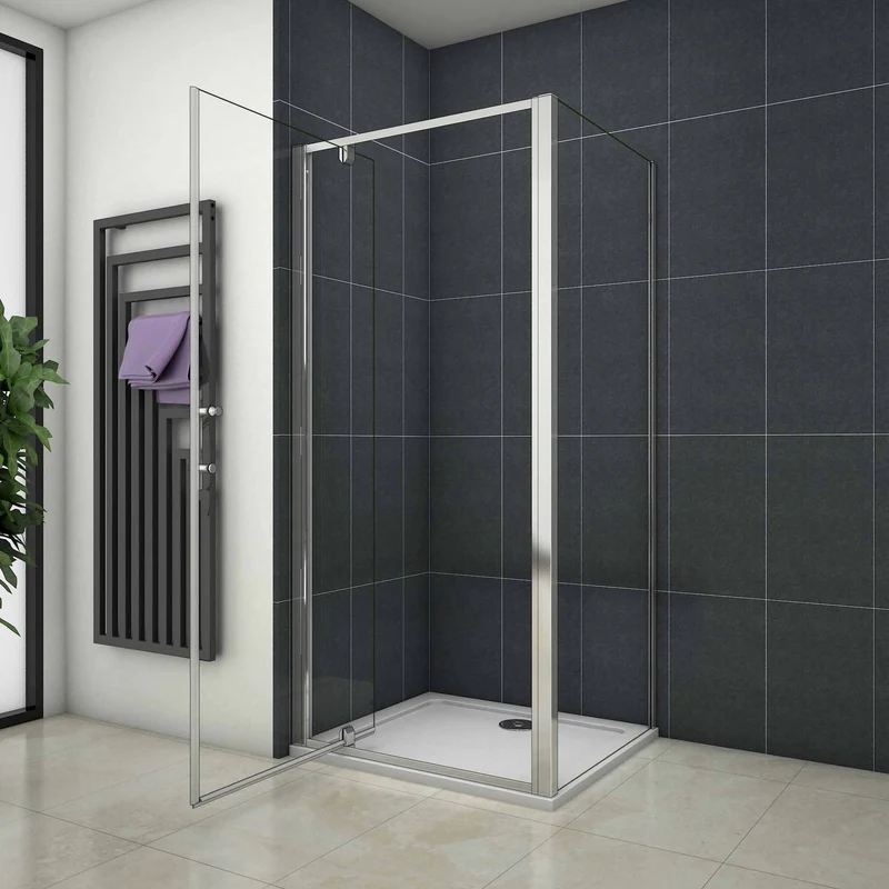 Mampara de Ducha Angular Puerta Abatible Cristal 6 MM