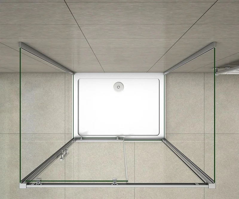 Cabina de Ducha Mampara Baño Rectangular Puerta Corredera con dos Panales de Vidrio Templado 5 MM