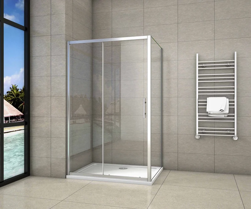 Cabina de Ducha Rectangular Puerta Corredera Cristal Templado 5 MM