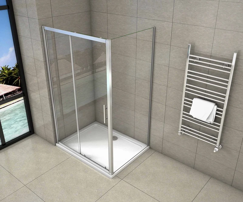 Cabina de Ducha Rectangular Puerta Corredera Cristal Templado 5 MM