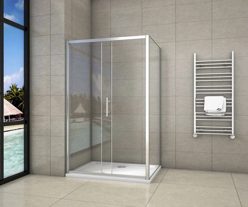 Cabina de Ducha Rectangular Puerta Corredera Cristal Templado 5 MM