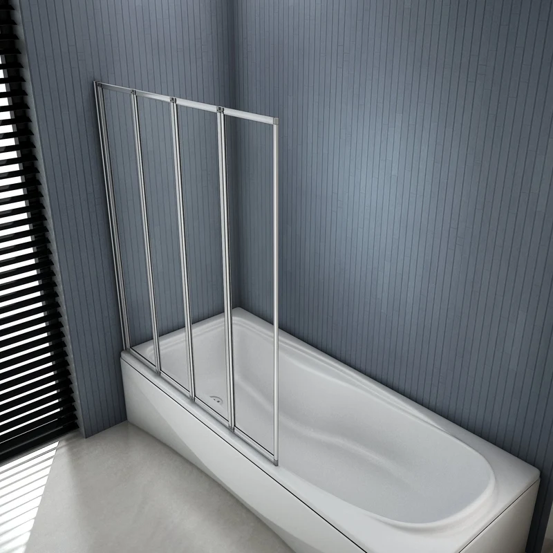 Mamparas de Bañera Biombo Plegable Cristal 4mm Cromado - 4 cristale plegable 100x140cm