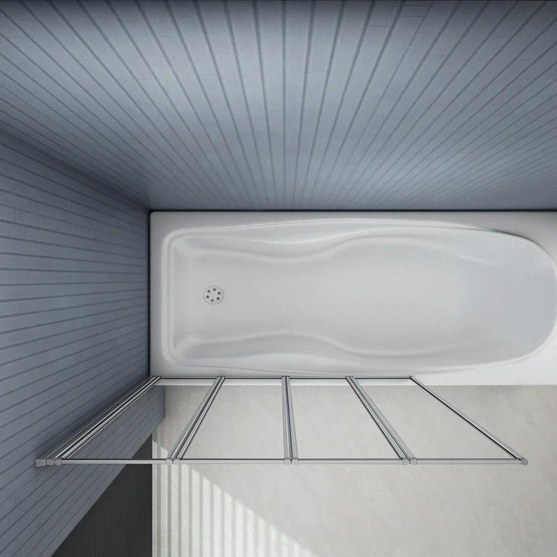 Mamparas de Bañera Biombo Plegable Cristal 4mm Cromado - 4 cristale plegable 100x140cm