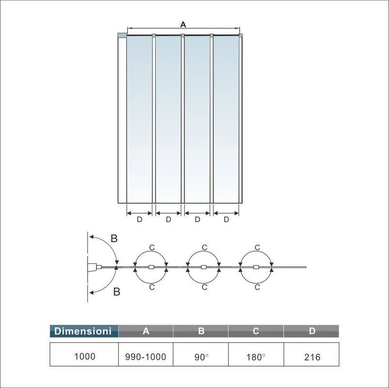 Mamparas de Bañera Biombo Plegable Cristal 4mm Cromado - 4 cristale plegable 100x140cm