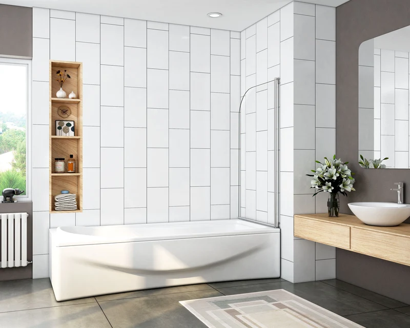 liquidacion Mampara de bañera Abatible Simple de 1 Hoja 180 grados 70x130cm