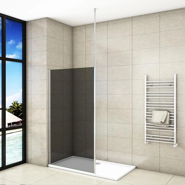 liquidacion Mampara de ducha Panel Fijo con Barra vertical a Techo, Cristal Templado Gris Antical 8mm