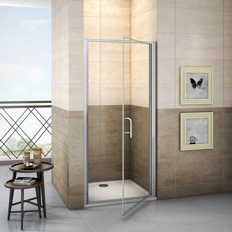 Mampara de Ducha Puerta una hoja Abatible Frontal Cristal Templado de 6 MM