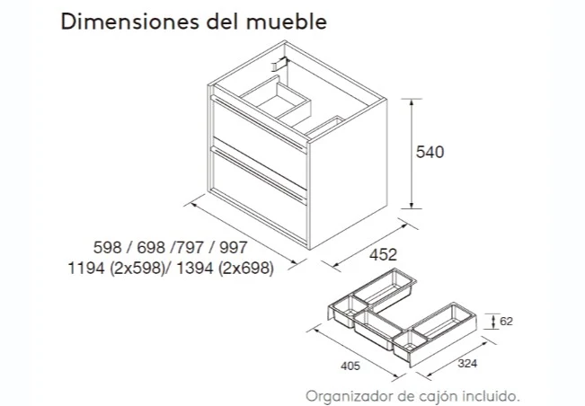 Mueble de baño con encimera de madera Attila Salgar