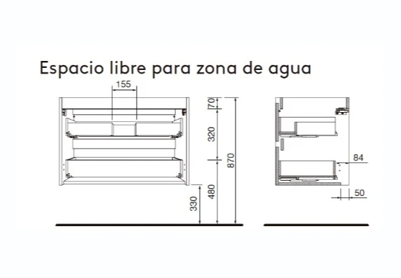 Conjunto mueble de baño Attila Salgar 140 cm con 4 cajones