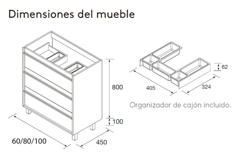 Conjunto mueble de baño Attila Salgar 3 cajones