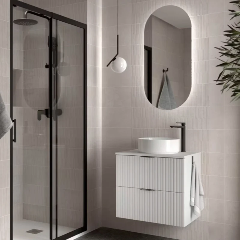 Mueble de baño con encimera de madera Biba Salgar 2 cajones