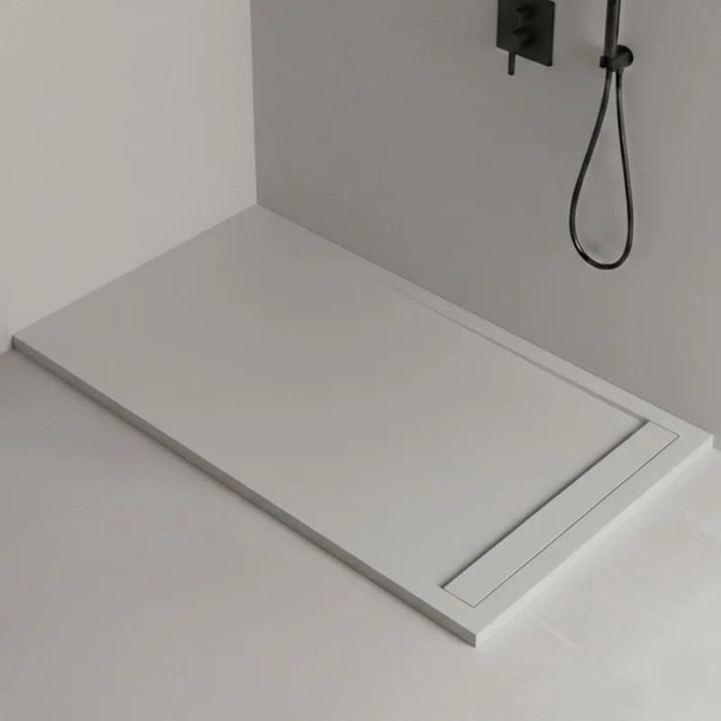 Plato de Ducha de Resina Gris Claro con Desagüe Oculto