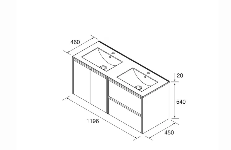 Conjunto mueble de baño Noja Salgar 2 cajones con 2 puertas