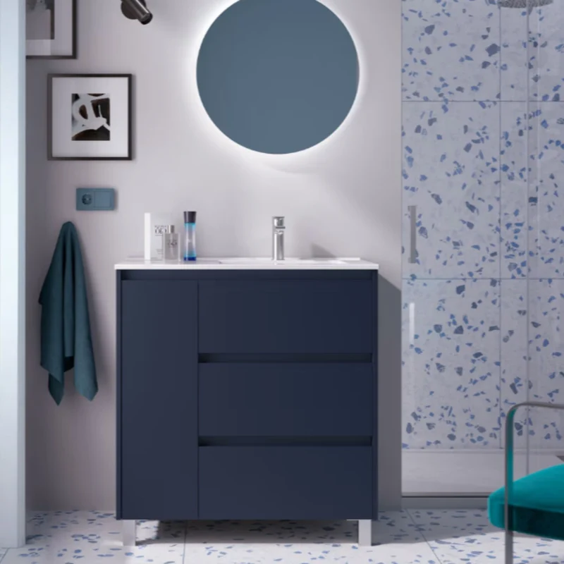 Conjunto mueble de baño Noja Salgar Con Patas y 3 cajones + Espejo