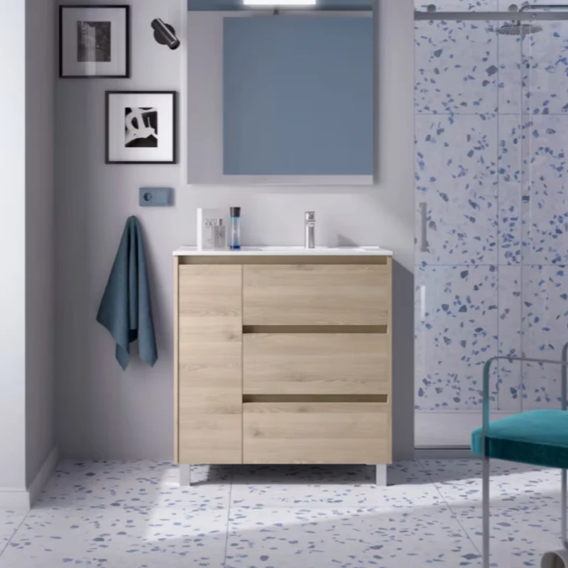 Conjunto mueble de baño Noja Salgar Con Patas y 3 cajones + Espejo