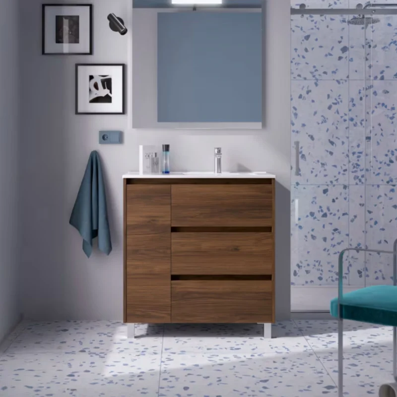 Conjunto mueble de baño Noja Salgar Con Patas y 3 cajones + Espejo