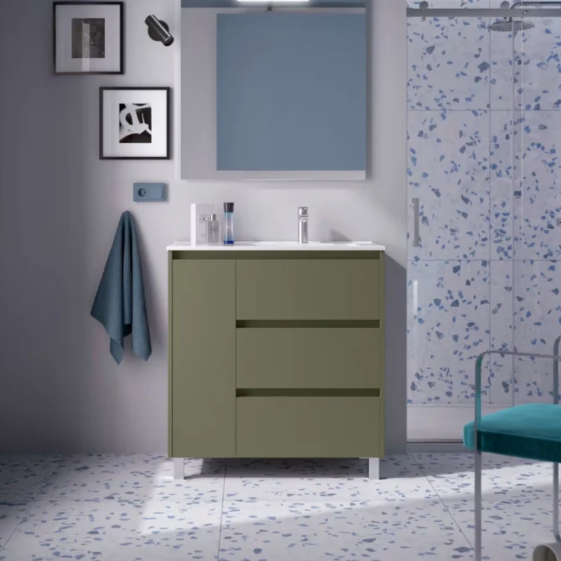 Conjunto mueble de baño Noja Salgar Con Patas y 3 cajones + Espejo