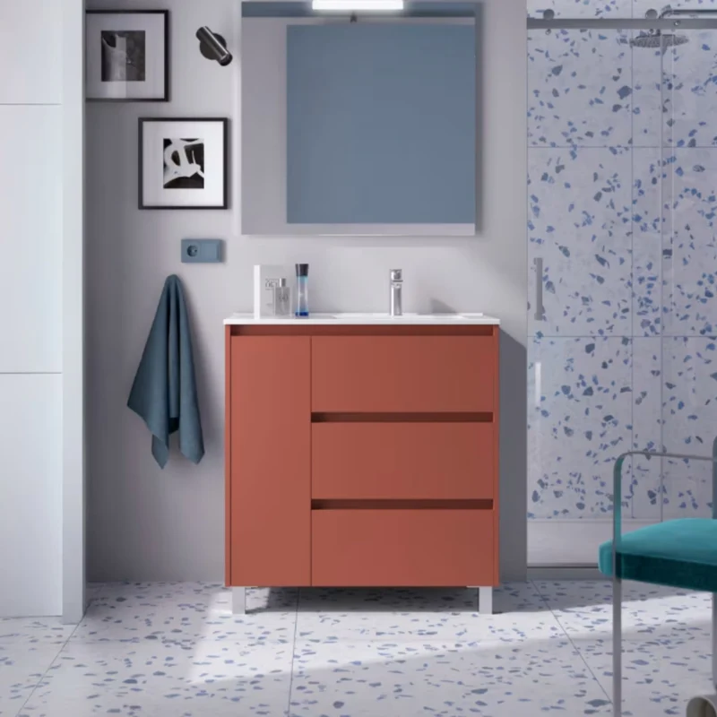 Conjunto mueble de baño Noja Salgar Con Patas y 3 cajones + Espejo